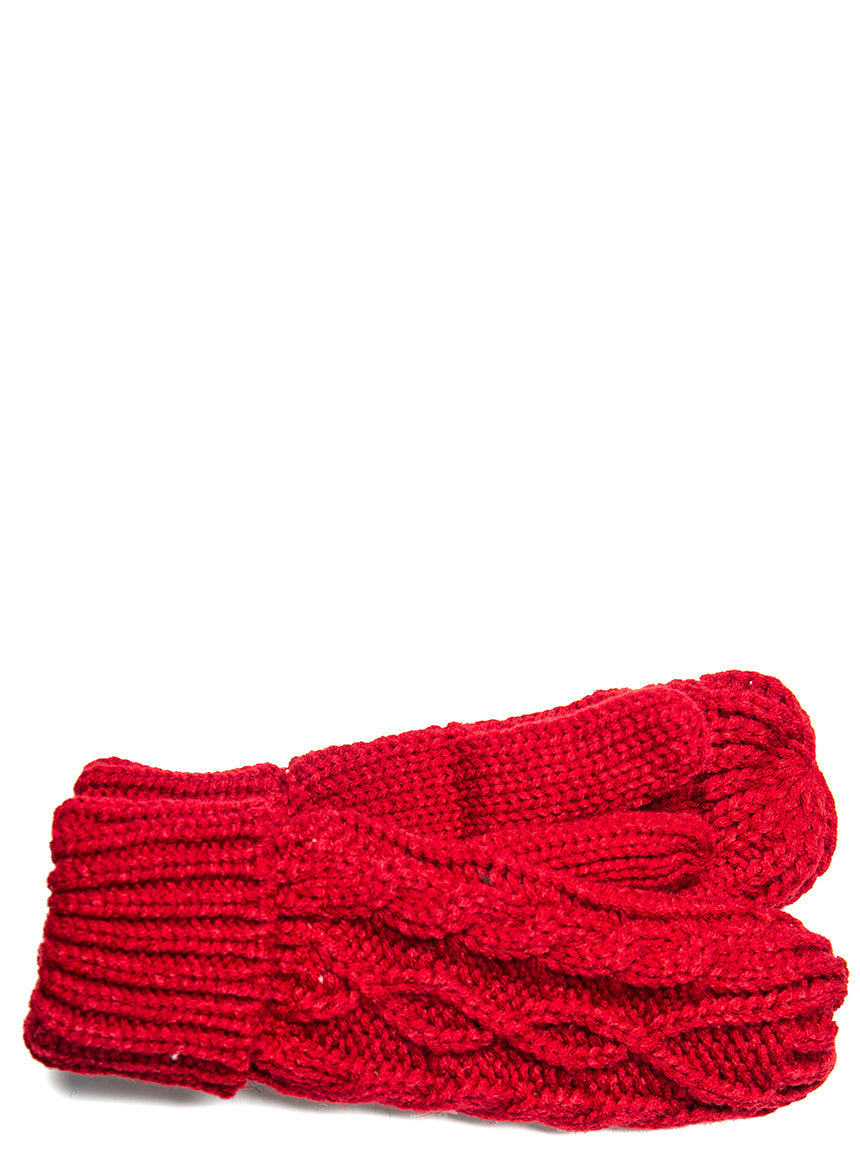 Les mitaines rouges en tricot