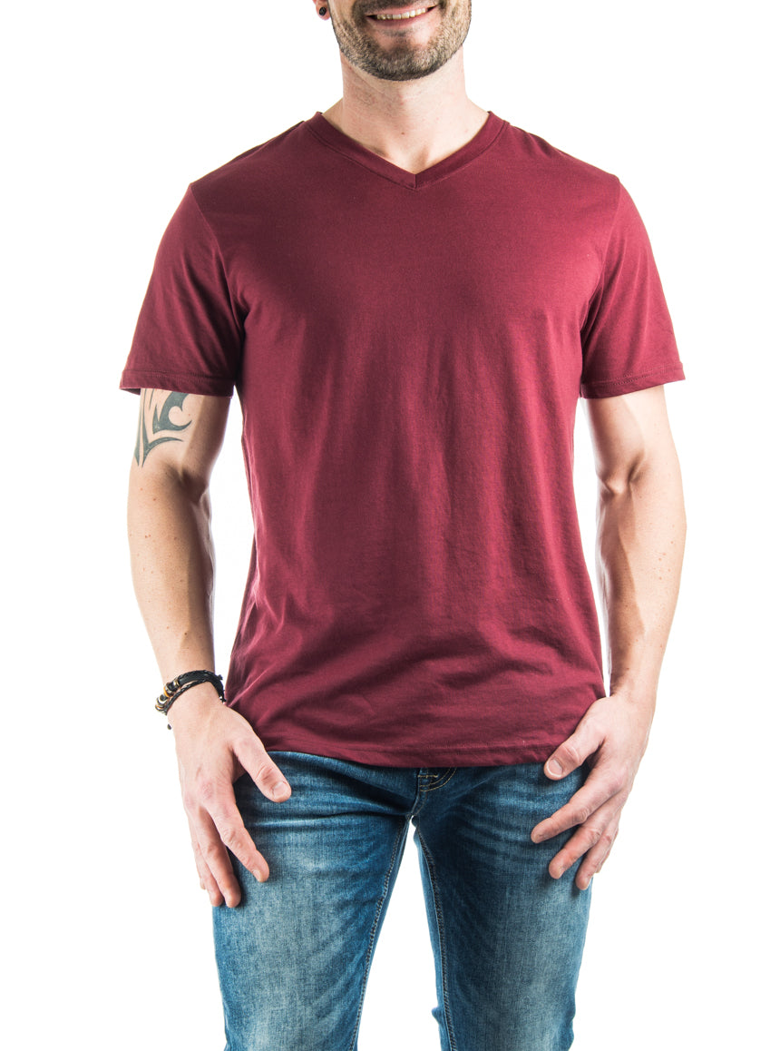 T-shirt couleur unie col en V