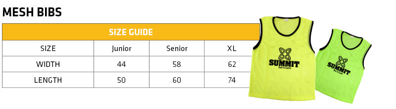 Summit Mesh Bibs Sizing