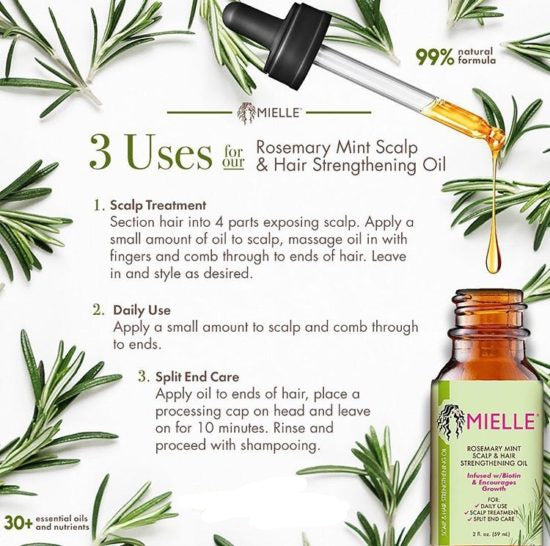 MIELLE ORGANICS ROSEMARY MINT SCALP & HAIR STRENGTHENING OIL – L&A Glam  Beauty Supply