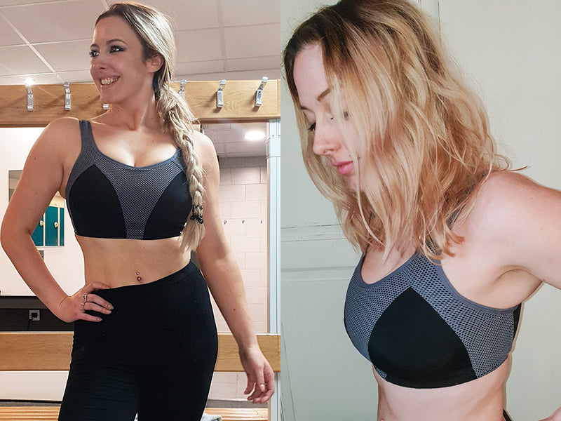 Josie Jayne wears fuller bust D+ sports bra Pour Moi Energy Non-Wired in 32FF