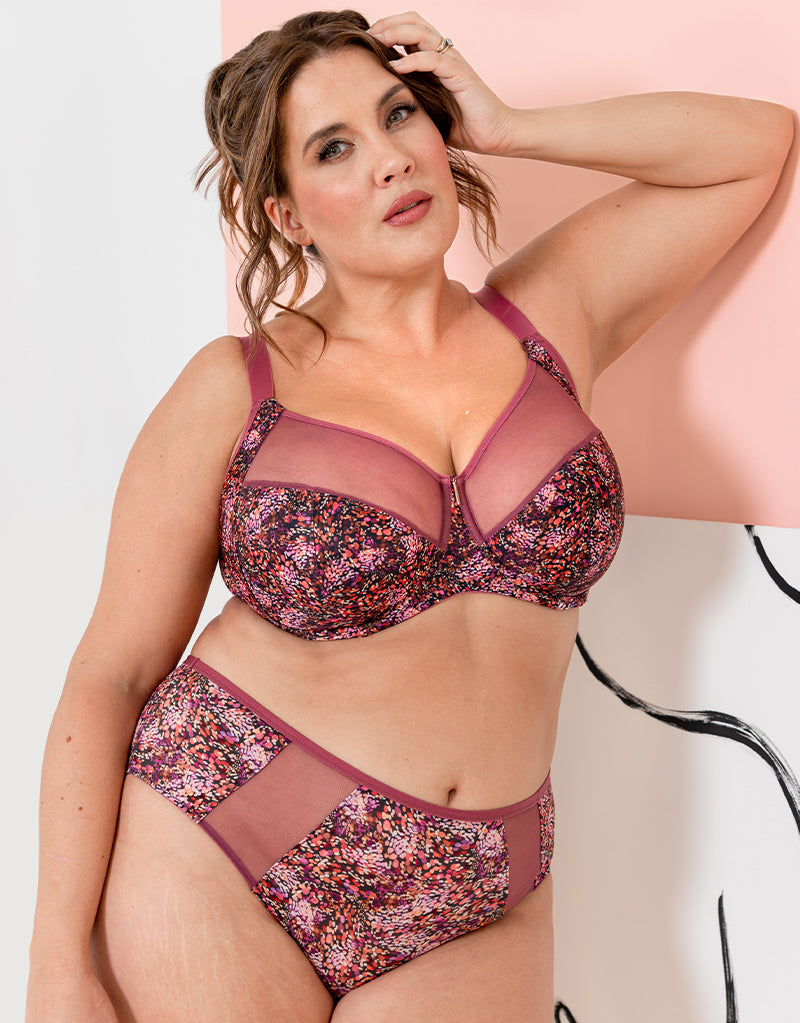 Adella Athena Aura Full Cup Side Support Bra Sangria Print