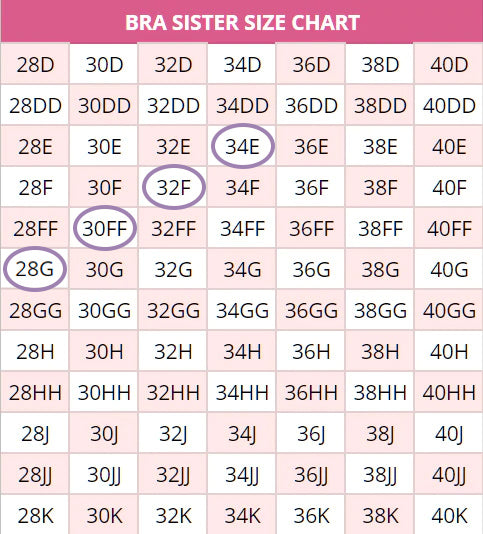 28G bra sister size chart