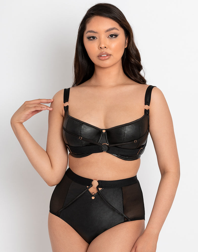 Scantilly Harnessed Padded Half Cup Bra Black