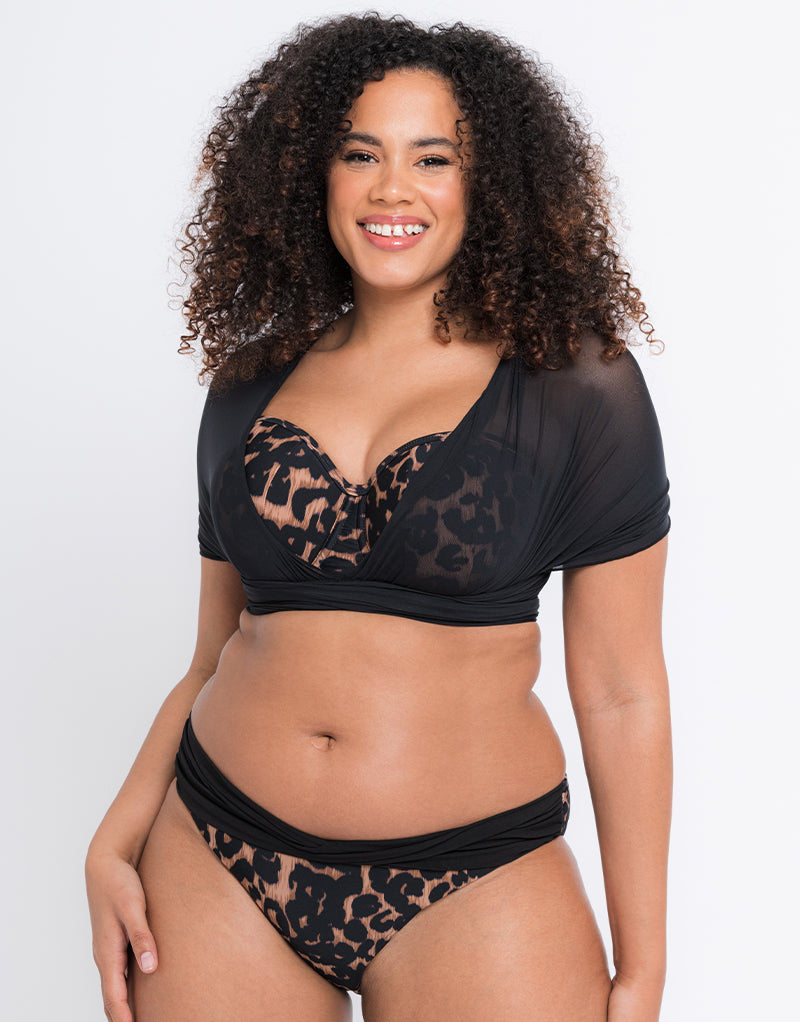 Curvy Kate Wrapsody Bandeau Bikini Top Leopard Print