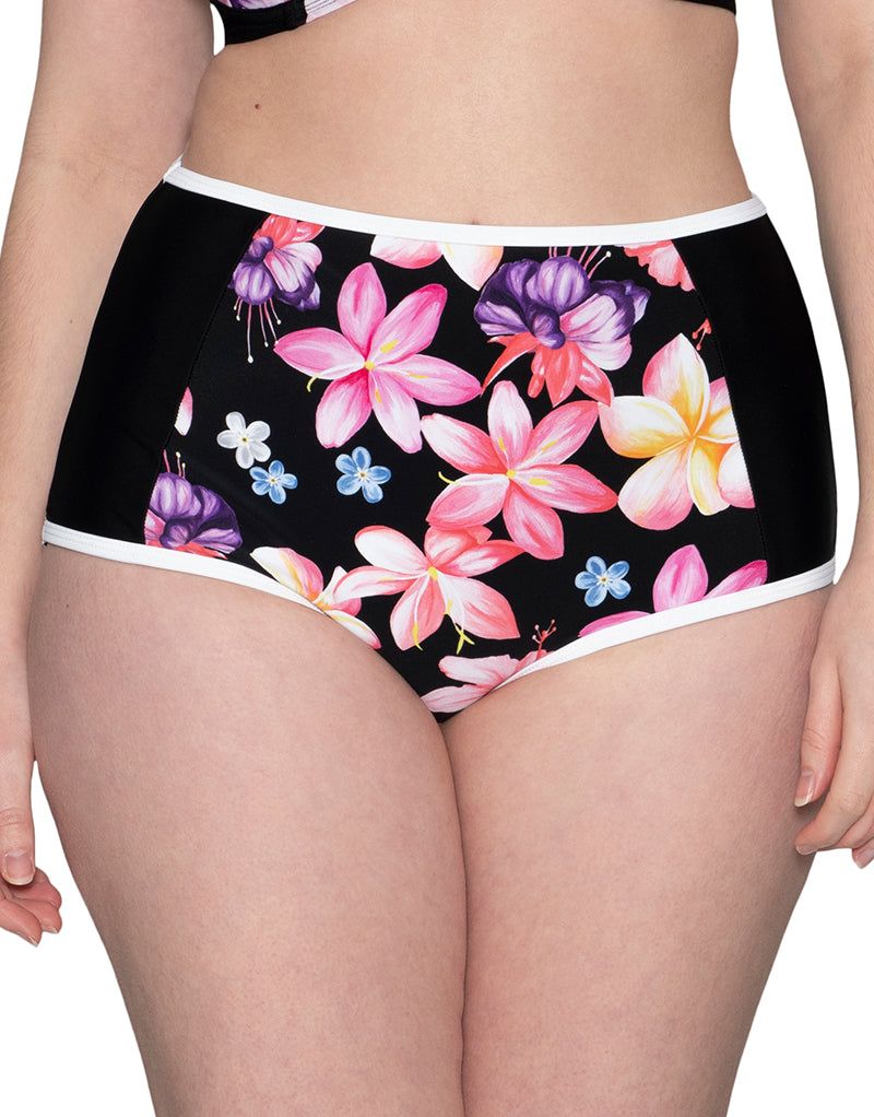 Curvy Kate Tropicana High Waist Bikini Brief Black Print