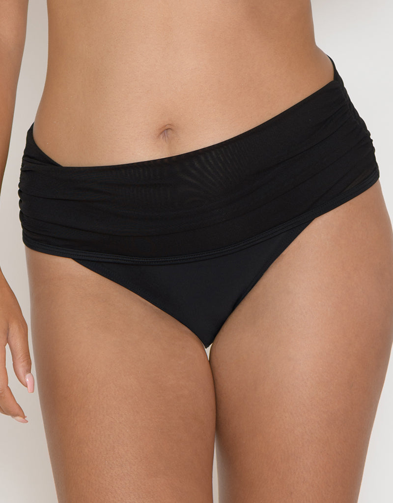 Curvy Kate Sheer Class Deep Fold Over Bikini Brief Black