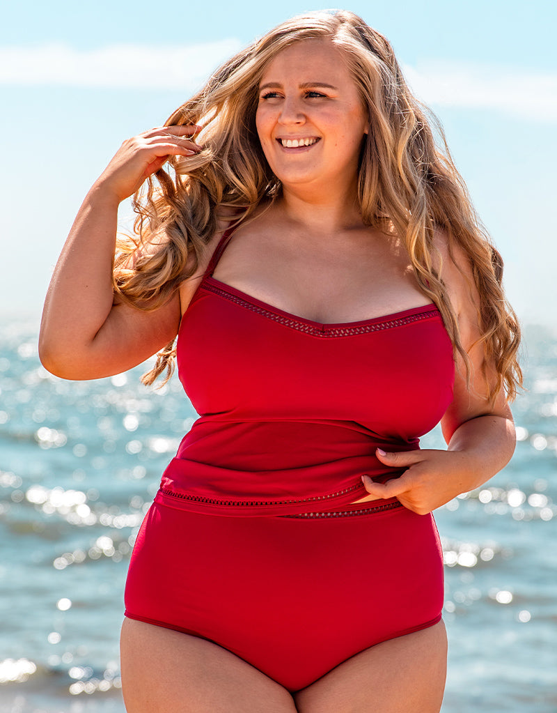 Curvy Kate First Class Plunge Tankini Multiway Top Red