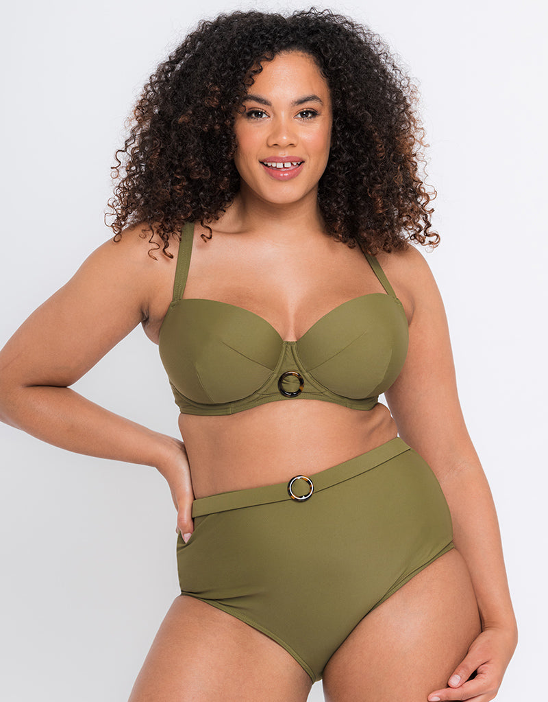 Curvy Kate Retro Sun Padded Balcony Bikini Top Olive