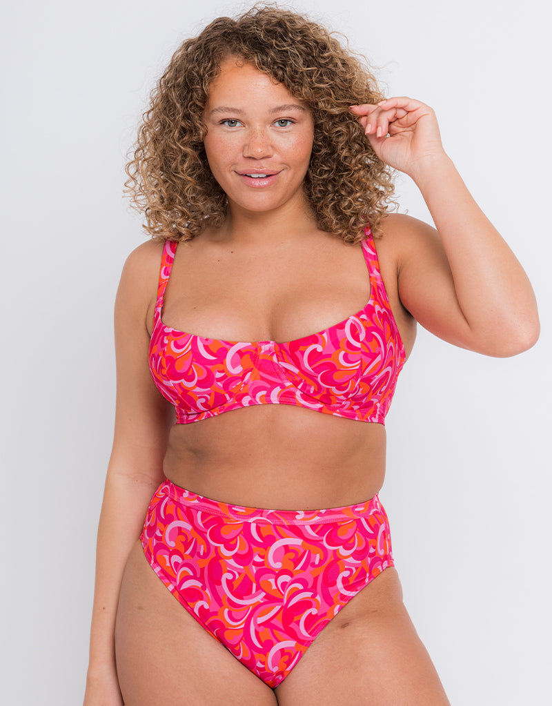 Curvy Kate Retro Wave Multiway Balcony Bikini Top Print Mix