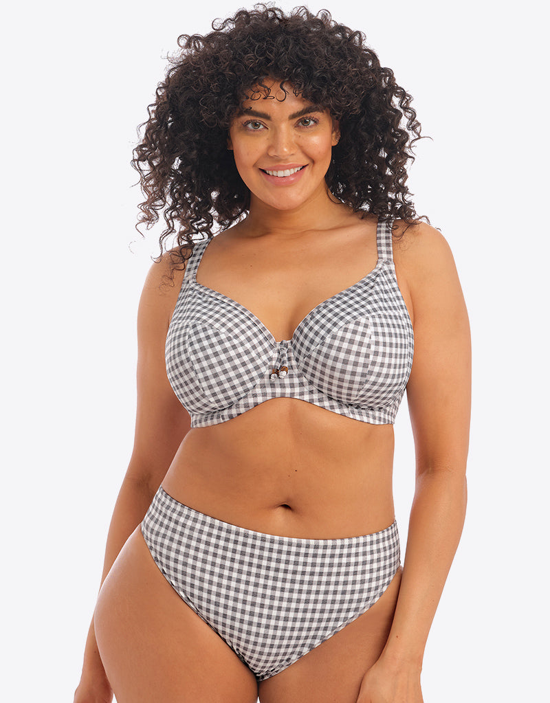 Elomi Checkmate Plunge Bikini Top Grey Marl