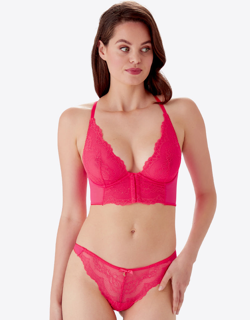 Gossard Superboost Lace Deep V Bralette Diva Pink