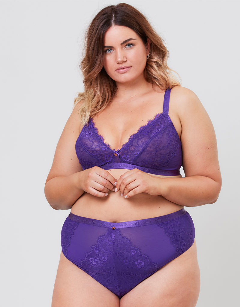 Oola Lace & Logo Bralette Purple