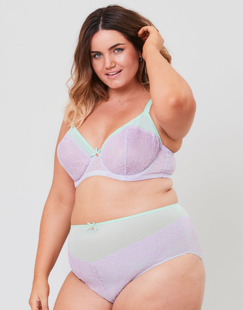 Oola Tonal Lace Balconette Bra Mint/Lilac