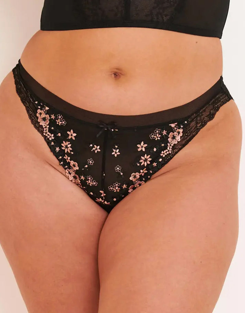 Pour Moi Gigi Brazilian Brief Black/Rose Gold