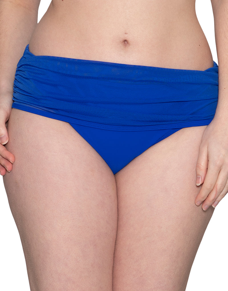 Curvy Kate Sheer Class Deep Fold Over Bikini Brief Cobalt