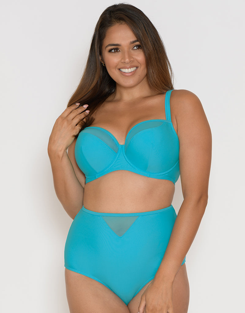 Curvy Kate Sheer Class Padded Balcony Bikini Top Turquoise