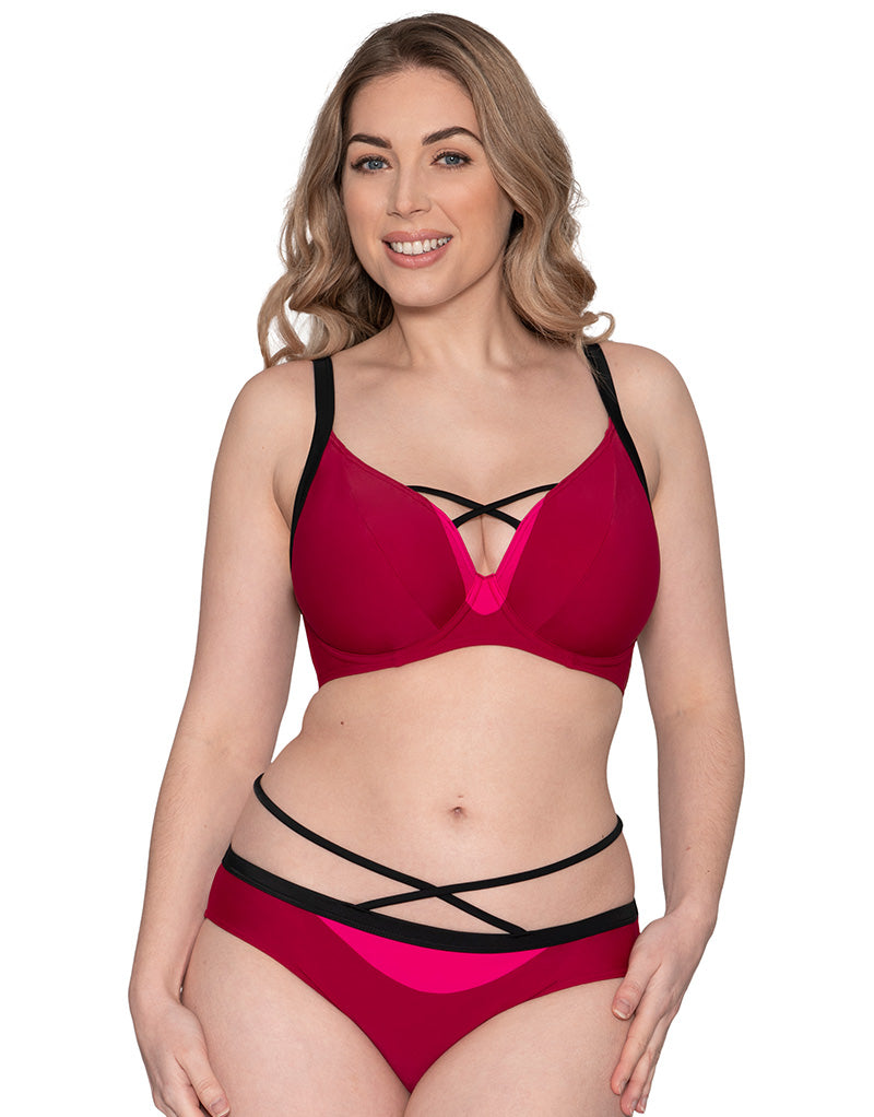 Curvy Kate Subtropic Plunge Bikini Top Cherry Red/Pink