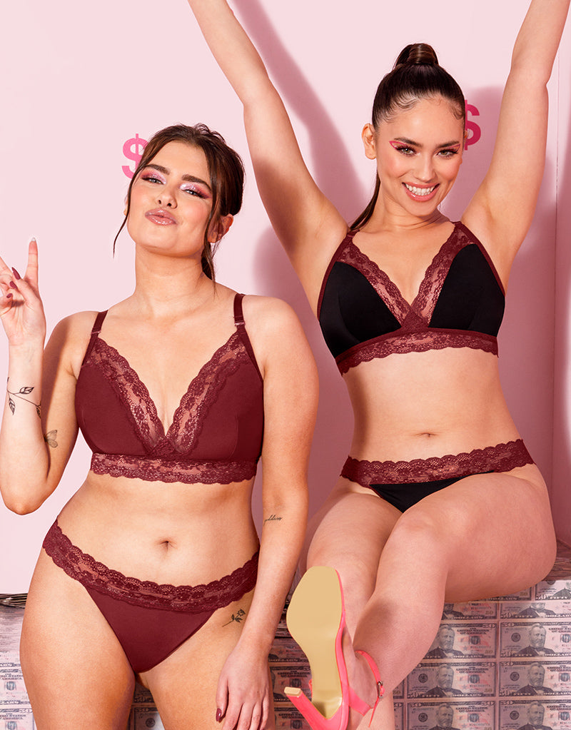 Curvy Kate Twice the Fun Reversible Non-Wired Bralette Oxblood/Black