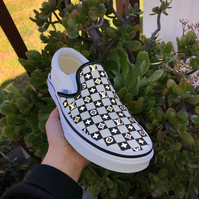 white checkered reflective vans