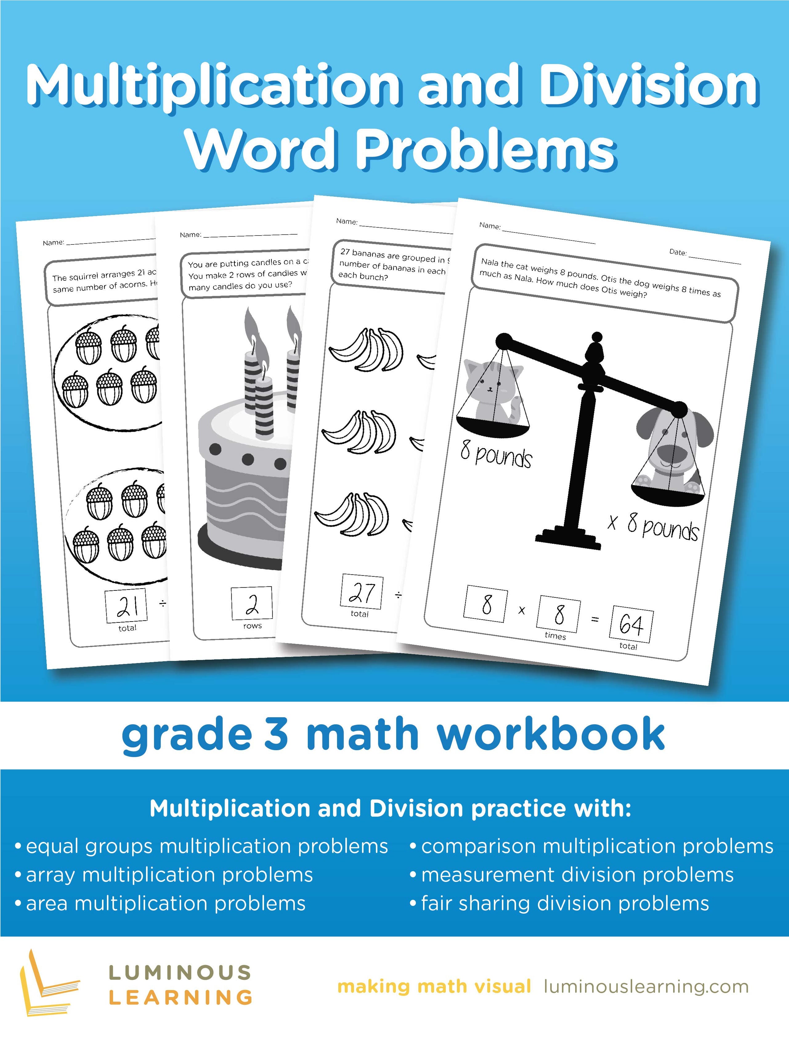 Multiplication And Division Word Problems Grade 3 Math Workbook Mak