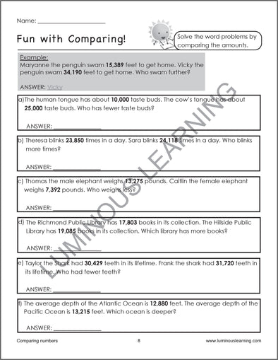 number sense place value worksheets special ed grade 4