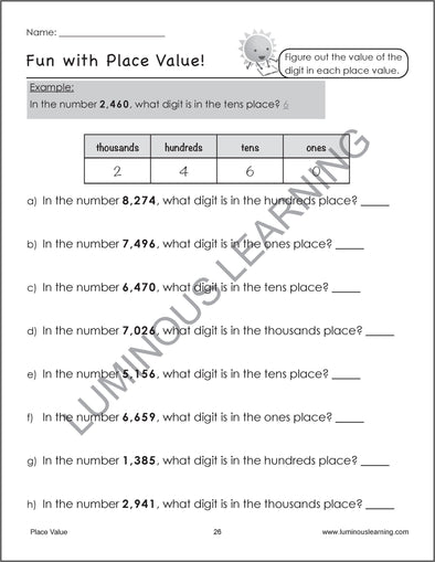 number sense place value worksheets special ed grade 4