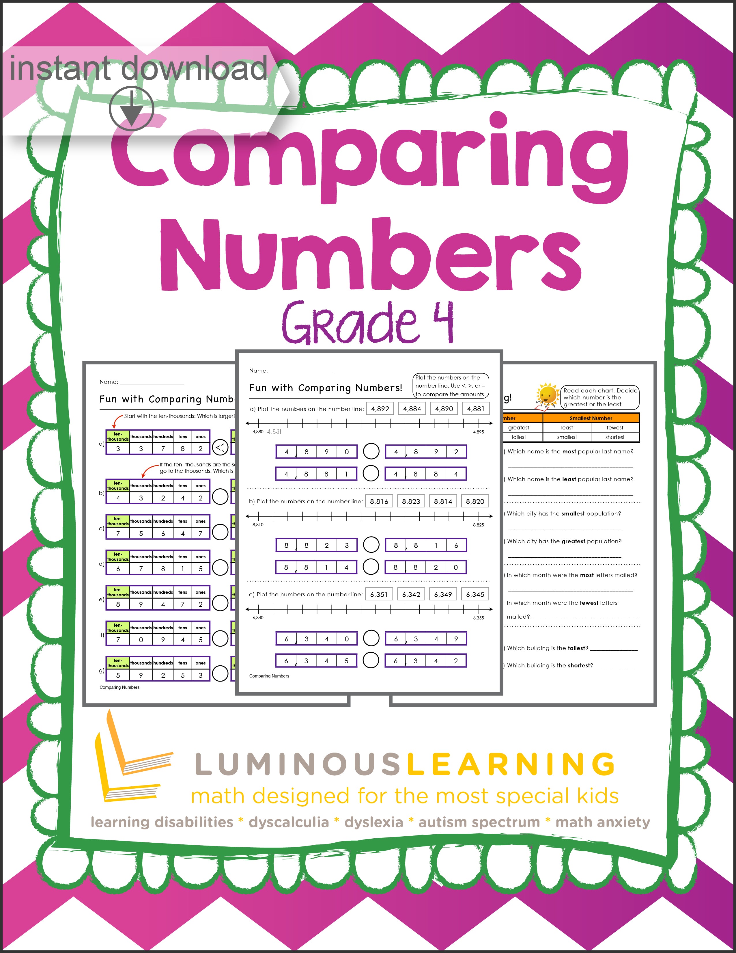 4th Grade Place Value Worksheets Comparing And Ordering Numbers Common Core 4th Grade Place 