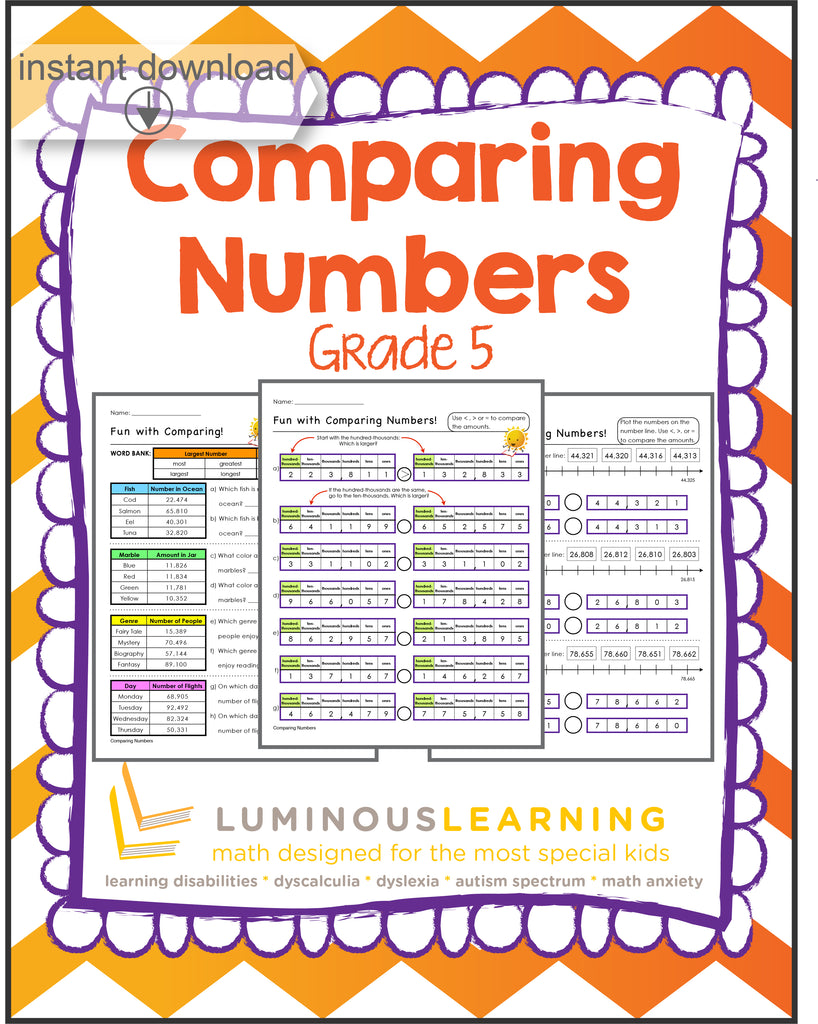 numbers comparing worksheets 1 math grade for Numbers: Comparing Printable 5 Grade Workbook