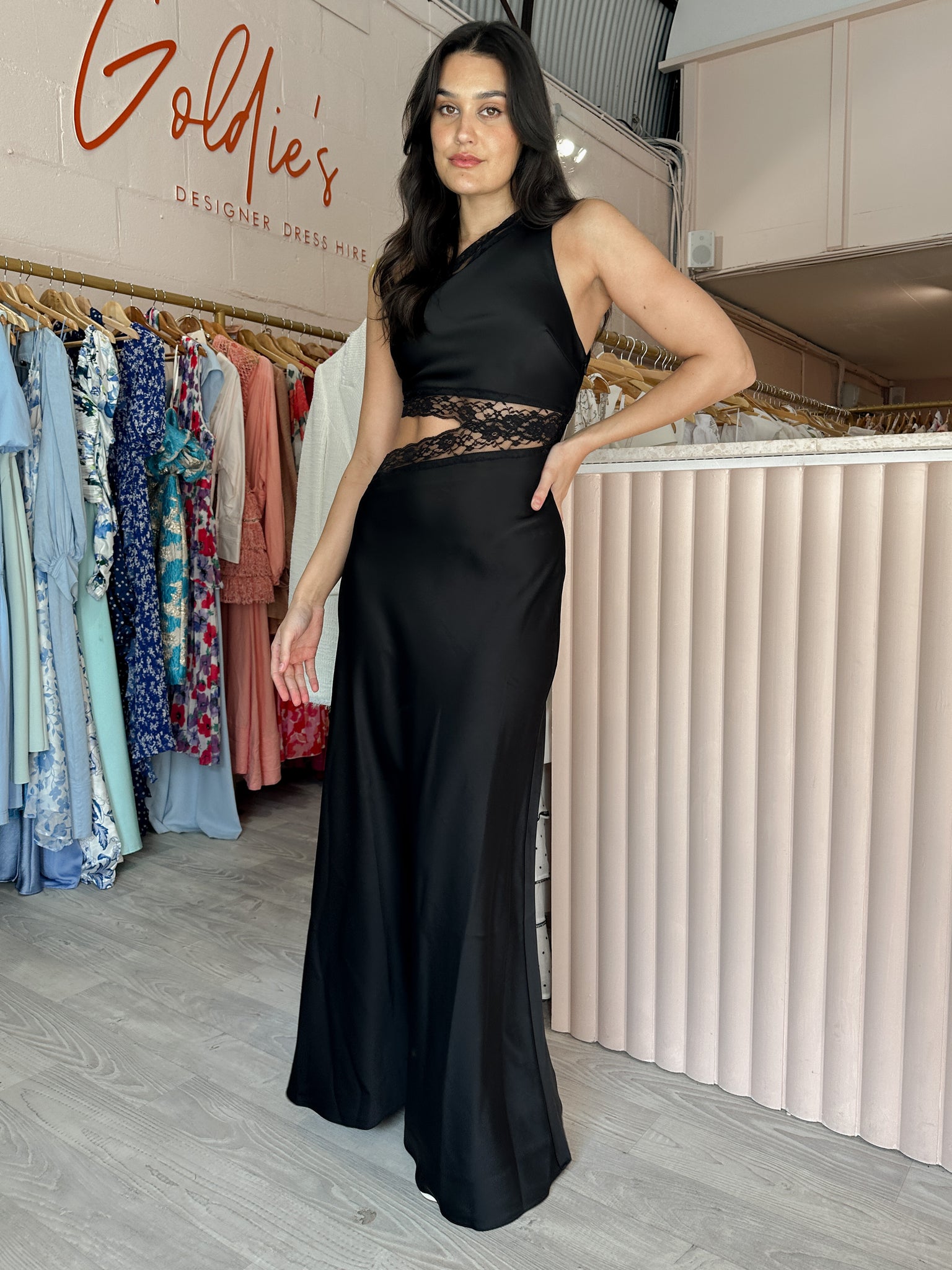 Misha - Jillian Satin Maxi (Size 8) – Goldie's - Designer Dress Hire