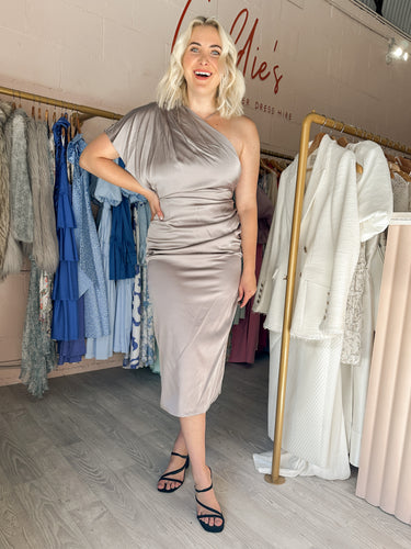 Manning Cartell - Miami Heat Asymmetric Dress Champagne (Size 12) –  Goldie's - Designer Dress Hire