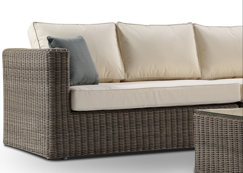 Luxury Natural Rattan Garden Furniture Brown Cream Cushions