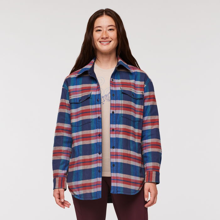 Red Plaid Flannel Shacket Long Jacket - Her Hide Out