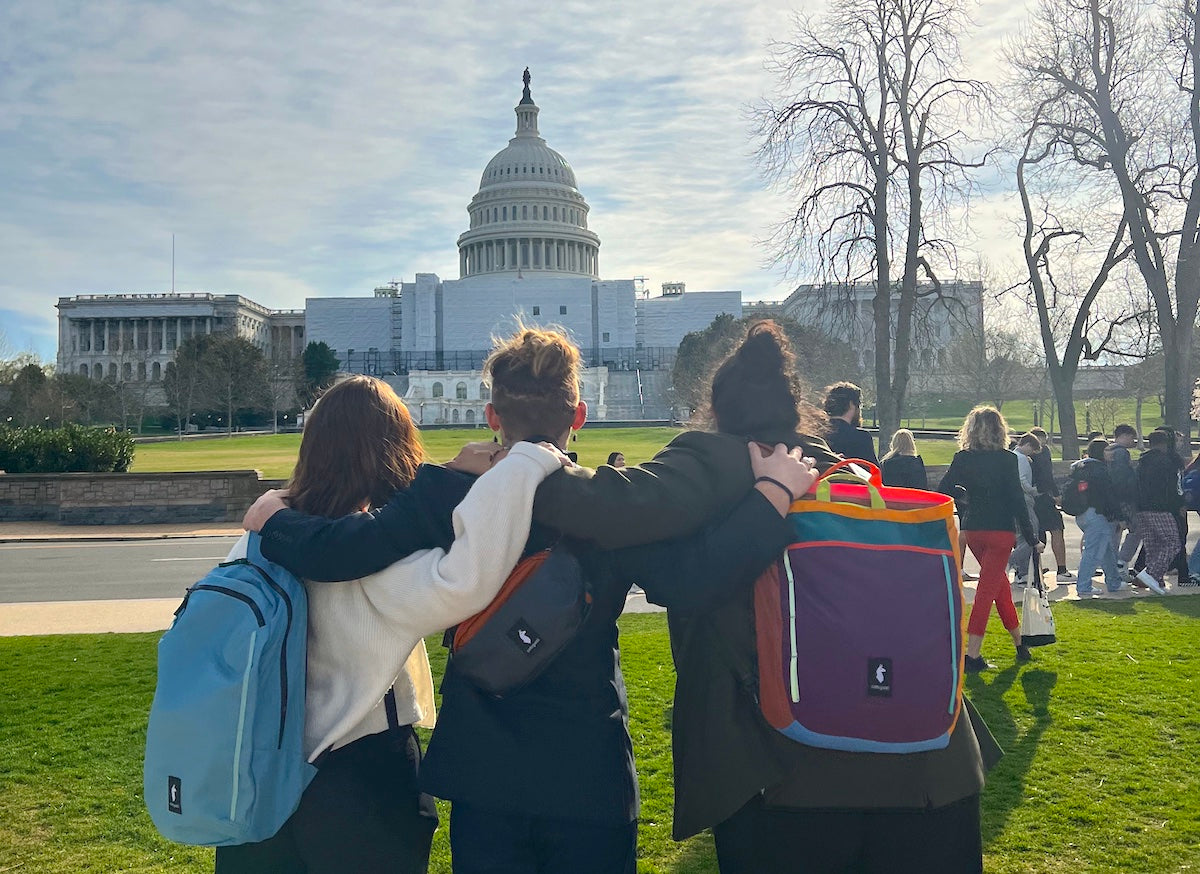 activists in front of the capitol