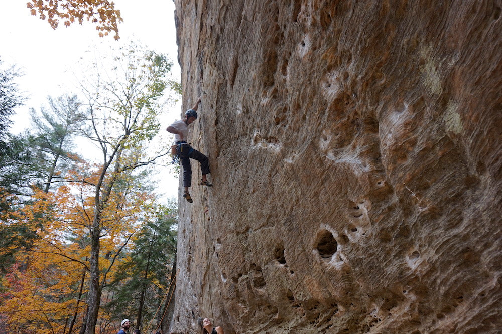 Red River Gorge climber in fall 