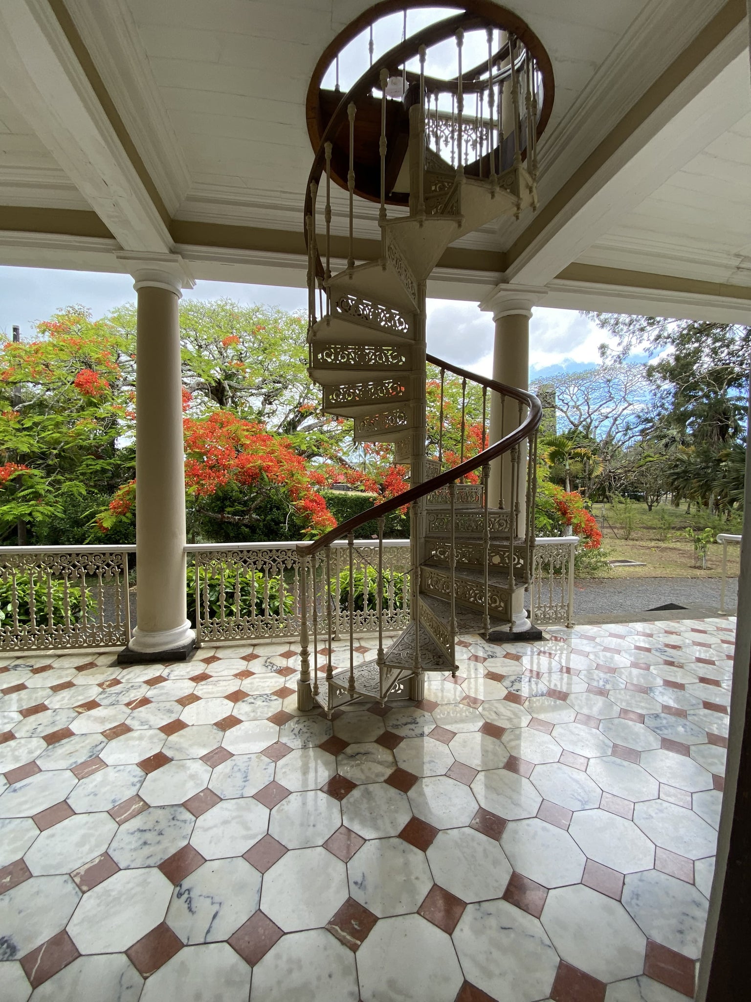 Chateau de Labourdonnais in Mauritius with a beautiful spiral staircase