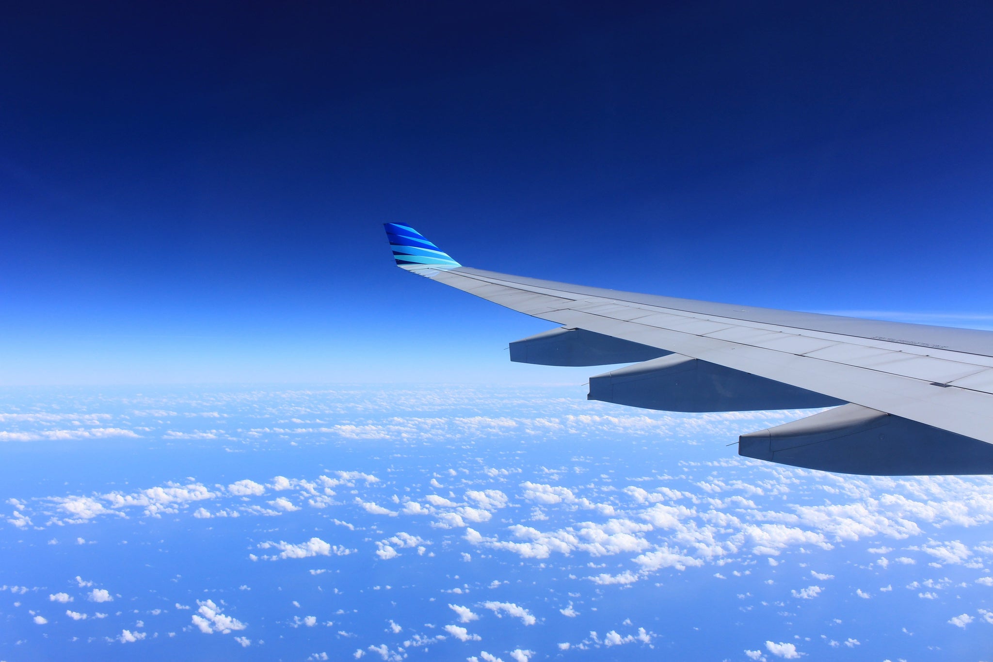 View of aeroplane wing from the plane window