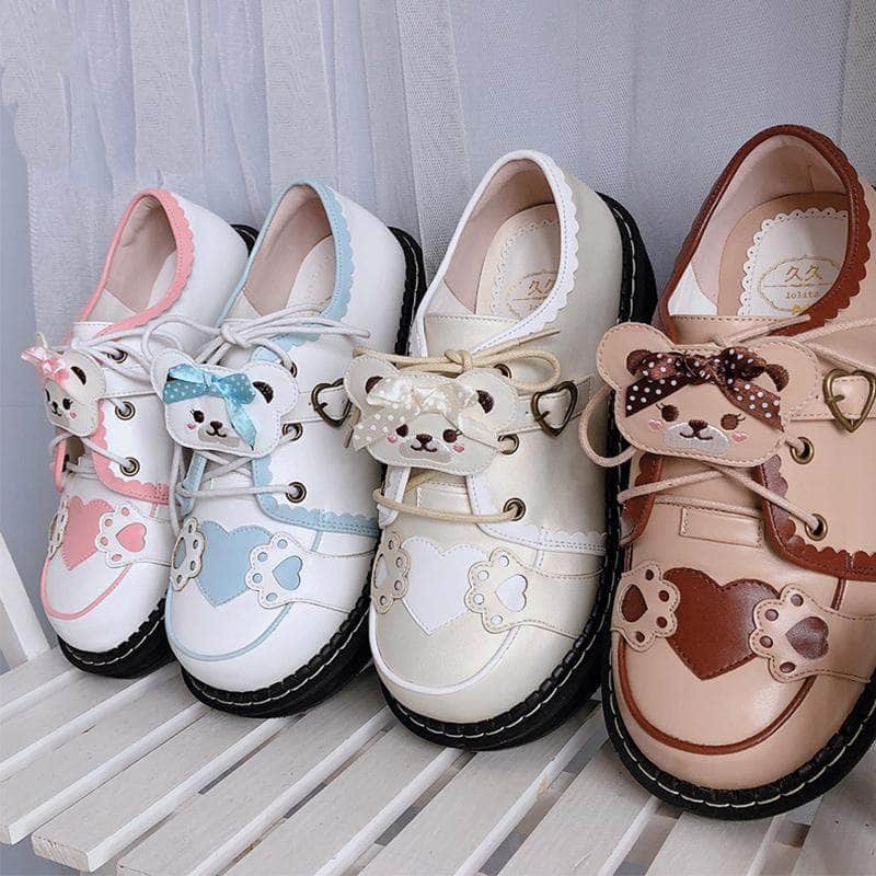 Cute Bear Lace Up Lolita Mary Janes Shoes – Official Kpop Merchandise Online