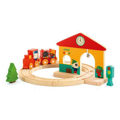 Wooden Toy Train Winter Alpine Express By Manhattan Toy