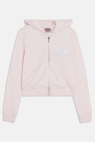 CHERRY BLOSSOM ARCH EMBROIDERED ZIP THROUGH CLASSIC VELOUR HOODIE – Juicy  Couture UK