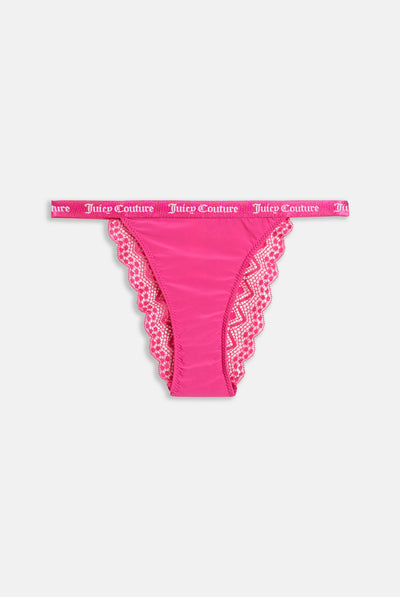 Juicy Couture 3 Pack Microfibre T-bar Thong With Diamante Heart Charm &  Script Logo - Multi