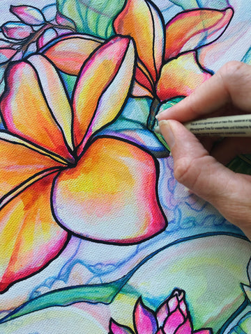 floral art painting process