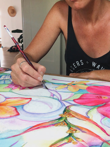 floral art painting process