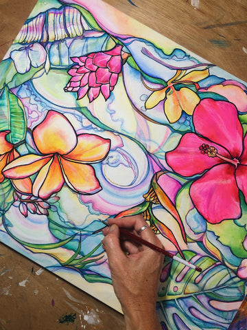 floral art painting process