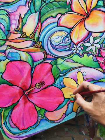floral art painting process