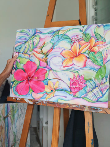 floral art painting process