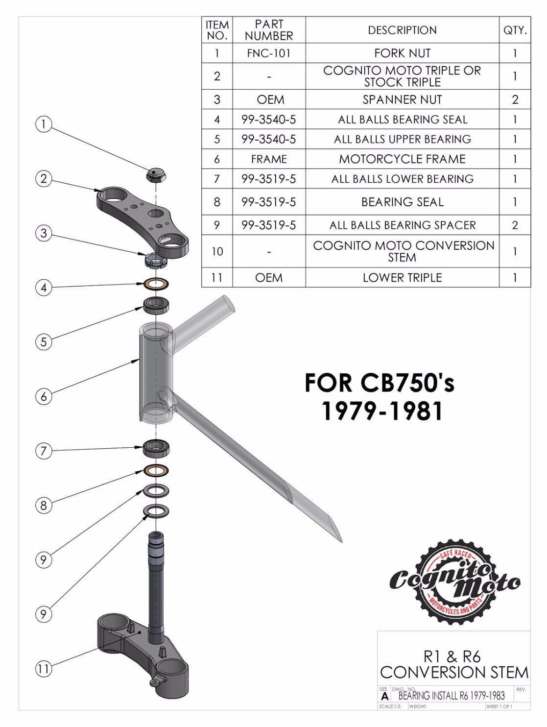 Yamaha R6 R1 Fork On Cb750 Frame Conversion Stem Cognito Moto