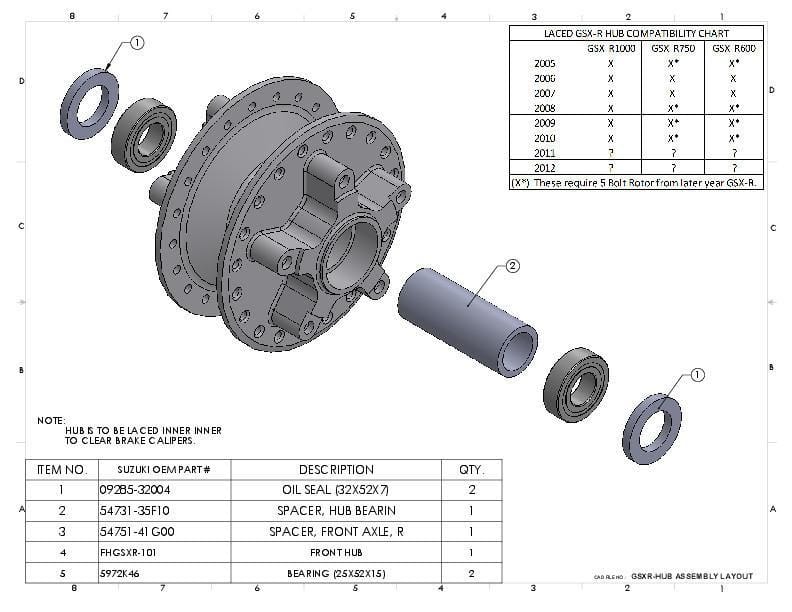 11 19 Gsx R600 Hub Bolt On Conversion Laced Wheel Cognito Moto