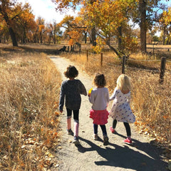 Three girls walking in fall