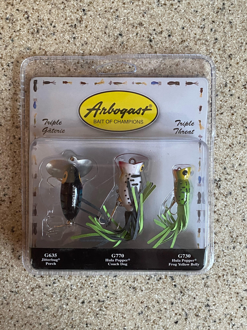 Arbogast Triple Threat Fishing Lure 3-Pack - Includes Jitterbug Lures and Hula  Popper Lures